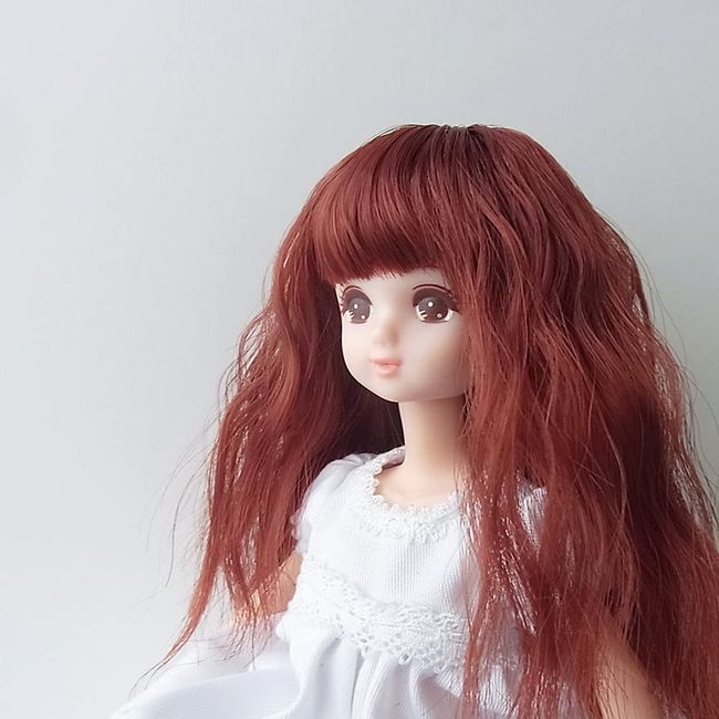 Small Doll Wig 1/6 Doll Heat Resistant Wig 4.5" Head Circumference | Airy Wave (Maron Chocolat)