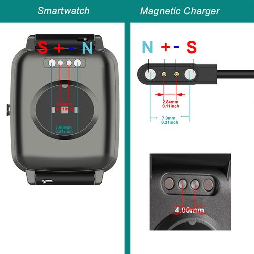 Smart Watch Charger Magnetic Compatible with YAMAY Willful Letsfit Letscom, Magnetic USB Charging Cable for Umidigi Uwatch 3S 3 2 2S Urun smartwatch (Black)