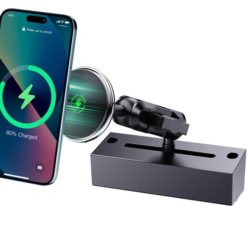 Upgraded Wireless Charger with Phone Mount for 2019+ Ram Truck, Dash Magnetic Mount Cell Phone Holder Compatible with 2019+ Dodge RAM 1500/2500/3500 & TRX, 360° Rotation Stand Fit for All Phones