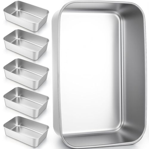mekueeex 6 Pack Loaf Pans for Baking Bread, Stainless Steel Loaf Pans for Homemade Bread, Meatloaf, Bananas, Brownies, Lasagnas, Dishwasher Oven Safe (9IN x 6IN)