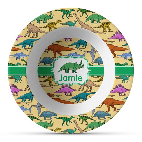Personalized Dinosaurs Plastic Bowl - Microwave Safe - Composite Polymer