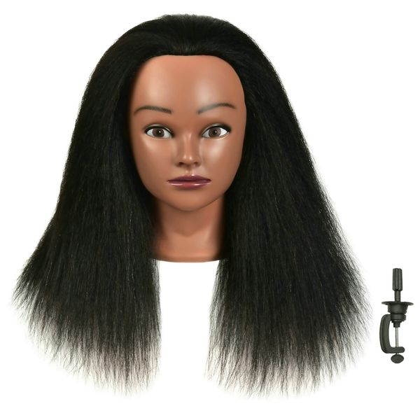 FUTAI Mannequin Head with Human Hair Manikin Cosmetology Makeup Doll Heads with Stand for Display Practice Braiding Styling Training Coloring Bleaching Dyeing Curling Cutting Updos