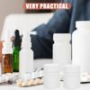 Healeved Empty Plastic Pill Bottles, 30ml White Solid Powder Capsules Pill Tablet Holder with Screw Cap, Refillable Portable Medication Vials Container