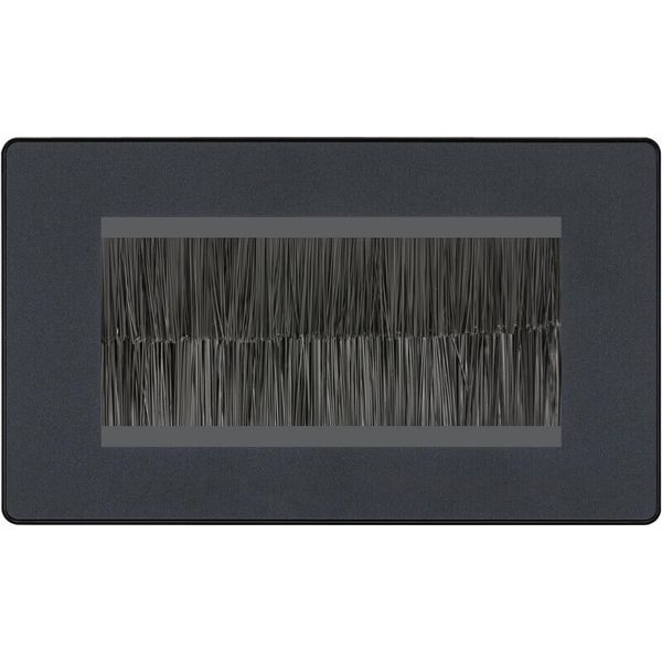 BG Evolve Matt Grey Double 4 Gang Brush Cable Entry Wall Plate Black
