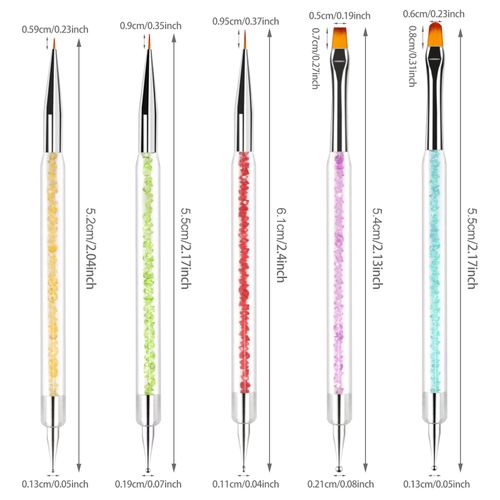 Sularpek Nail Art Brushes, 5 Pcs Nail Design Brush,Nail Art Pen, Dotting Tool, With Nail Extension Gel Brush, Nail Art Design Pen Painting Tools, for Nail Art Design, Painting, Detailing