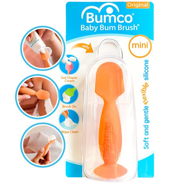 Bumco Diaper Cream Spatula (Mini) - BPA-free Butt Paste Diaper Cream Applicator, Soft & Flexible Diaper Rash Cream Applicator, Butt Spatula Baby, Mom-Invented Diaper Bag Essentials (Orange)