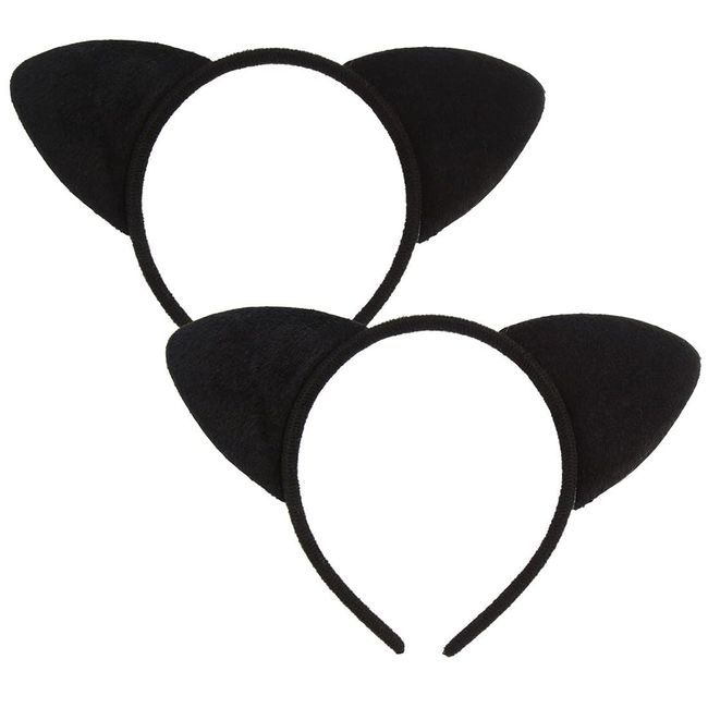 LSUWDE 2pcs Black Cat Ears Headband Women Ears Costume Soft Kitty Ears Headband,Halloween Cat Ears Headband,Christmas Party Daily Decoration (glitter)