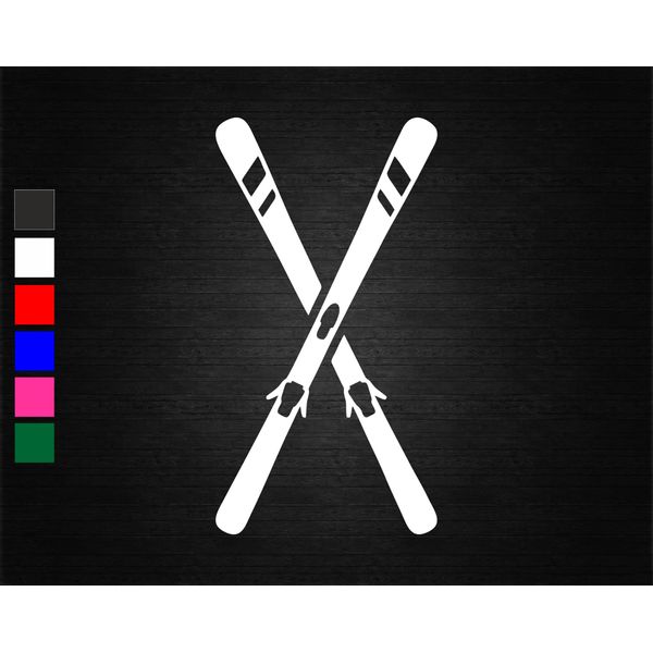 Skis Vinyl Decal Sticker (White, 15cm x 8cm)