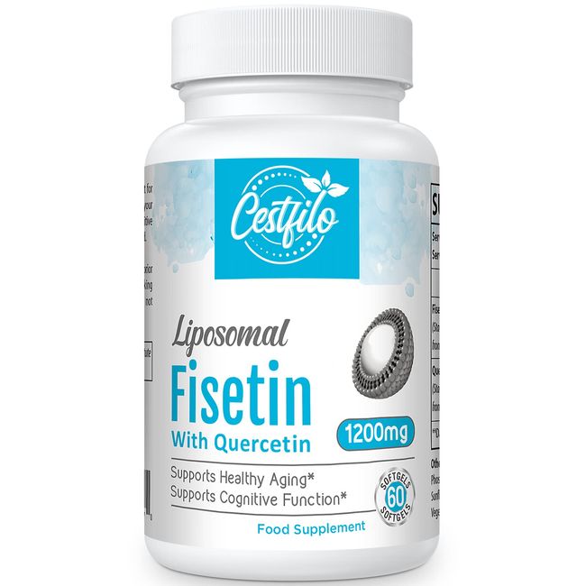 Fisetin with Quercetin 1200mg | Liposomal Encapsuled for Increased Nutrient Utilization | Powerful Anti Aging & Rejuvenating Supplement | Non-GMO & Gluten Free | (60 Softgels)