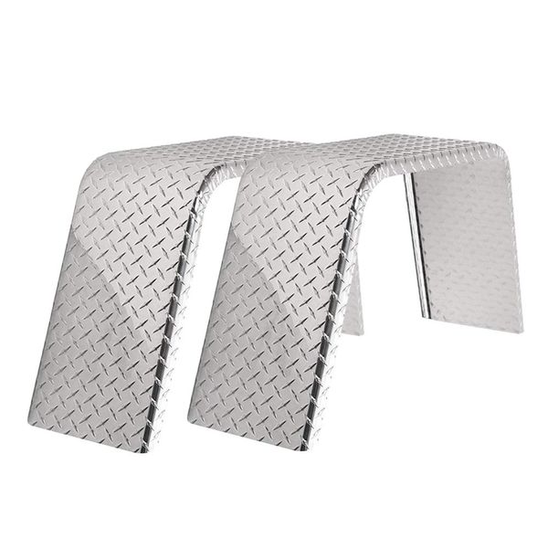 ToughGrade 2-Pack Aluminum Diamond Plate Trailer Fender | Flat Top Trailer Fender 10" X 36" X 18" | Car Hauler Trailers | Cargo Trailers | Landscape Trailers