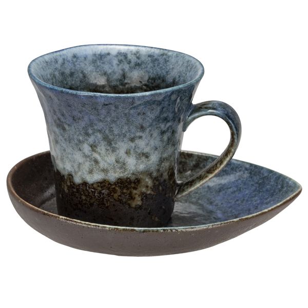 Ichikyu 127-1502 Ichikyu Porcelain Mino Ware Nebula Pattern Coffee Cup & Saucer Set, Coffee, Tea, Approx. 6.1 fl oz (175 ml), Microwave Safe, Dishwasher Safe, Navy Blue, Navy, Made in Japan