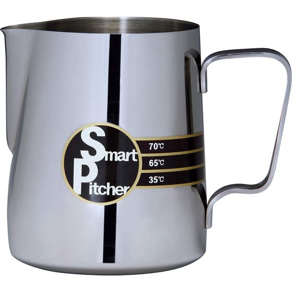 SMART PITCHER Espresso Coffee Milk Frothing Pitcher With Built-In Thermometer, Stainless Steel (32 oz)