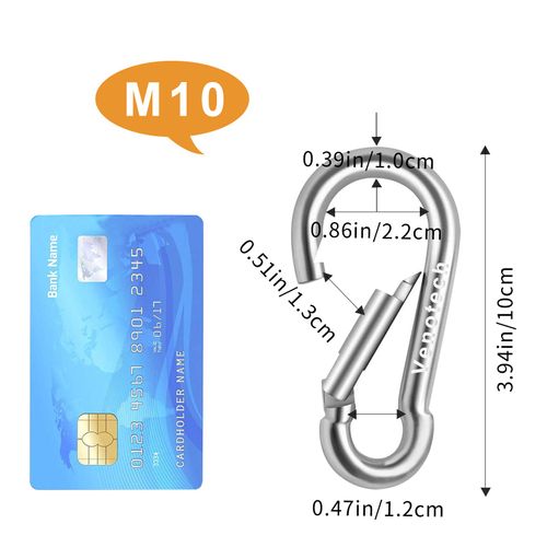 4 Inch Heavy Duty Carabiner Clips,Extra Large Stainless Steel Carabiner for Gym,2 Pcs Snap Hooks