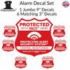 9" Security System Decal & 6 Alarm Stickers &  Auto Alarm Static Decal See Store