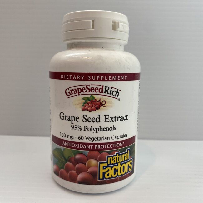 Natural Factors, Grape Seed Extract, 100 mg, 60 Vegetarian Capsules Exp 06/2026