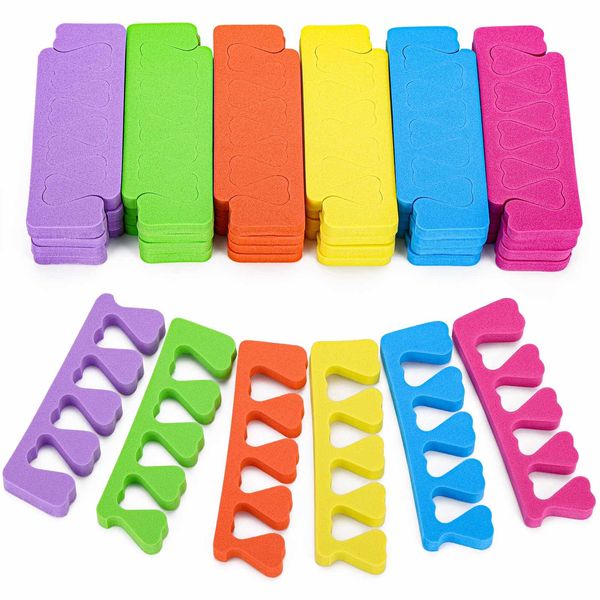 48pcs Sponge Toe Separators Pedicure Set for Nail Polish- Premium Nail Art Painting and Polishing Tool Kit, 6 Funy Color