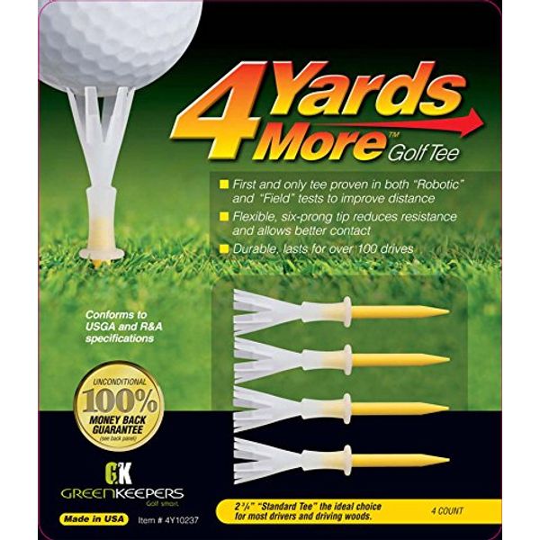 4 Yards More Golf Tee - 2 3/4" Standard (4 Yellow Tees)