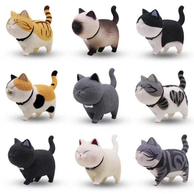 AAGWW Cat Goods, Miscellaneous Goods Set, Work Figure, Cat Figure, Kitten Toy Set, Mini Toy, Cat Characters, Birthday Party Accessories, Dark Type (9 Pieces + Scratch-Free Stickers), Popular Gift