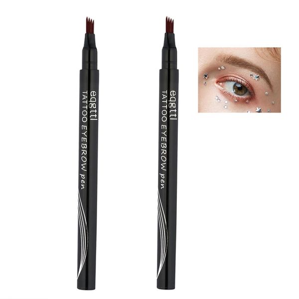 Brow Pen,2 Stück Waterproof 4-Tip Brow Pen,Microblading Augenbrauenstift,Augenbrauenstift Härchenzeichnung,Anjoize Augenbrauen,schafft Natürliches Augenbrauen-Makeup