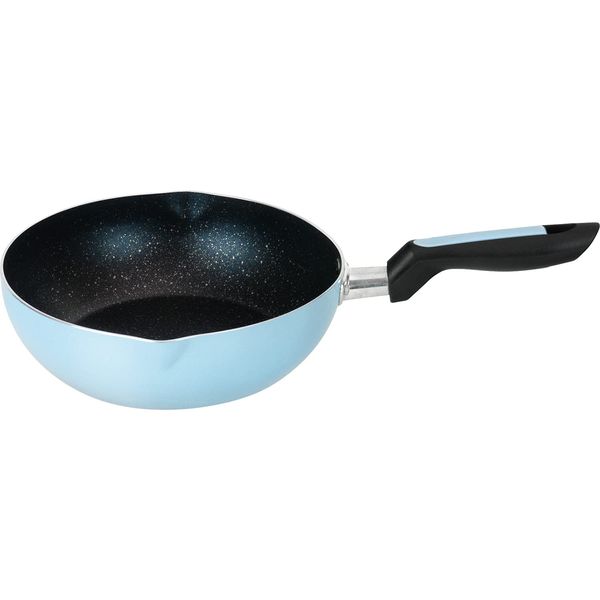 Wahei Freiz RB-2661 Deep Frying Pan, 8.7 inches (22 cm), For Induction and Gas Frying Pot, Marble Coat, Easy to Use, Easy to Use, Light Blue, Blue