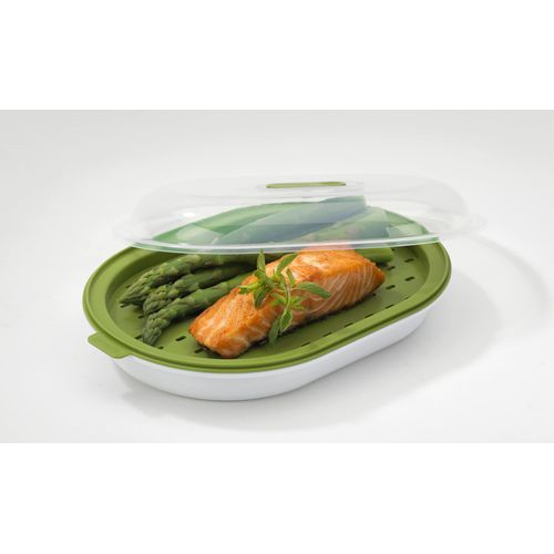 GoodCook BPA-Free Plastic Microwave Vegetable and Fish Steamer, Green