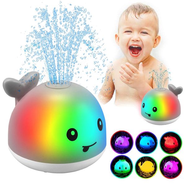 ZHENDUO Baby Bath Toys, Light Up Bath Toys Spray Water Bath Toy, Sprinkler Bathtub Toys for Toddlers Kids Boys Girls, Pool Bathroom Toy for Baby,Christmas Baby Toys