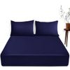 Super Soft Plain Dyed Deep Fitted Sheet King Size - Comfortable & Fade Resistant Bottom Sheet - Deep Bedding Sheet Navy