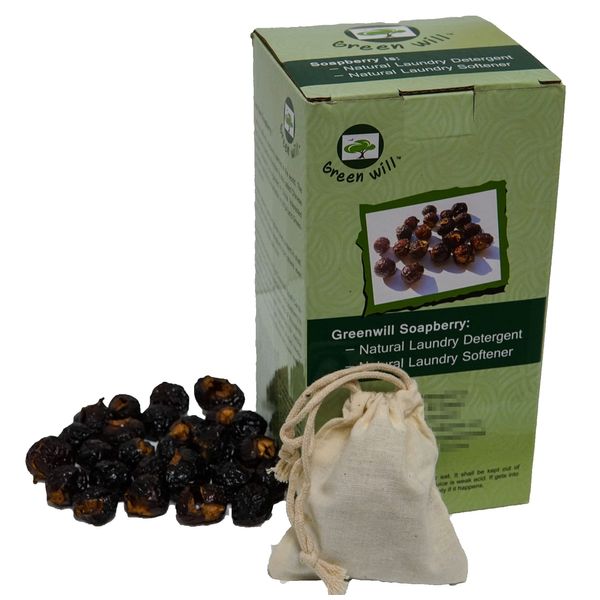 GREENWILL 1.5 Pounds Organic De-seeded Soapberry/Soap Nut with Wash Bag