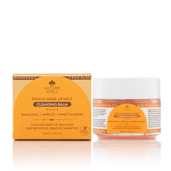 Nature Spell Papaya Cleansing Balm 100ml, Papaya Makeup Remover & Makeup Melt Face Cleanser, Suitable For All Skin Types, Made In The UK