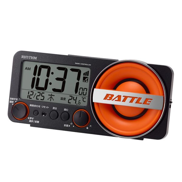 Rhythm (RHYTHM) Loud Alarm Clock, Radio Clock, 1,000 Patterns, Electronic Sound, Alarm, Backlight, Digital, Fit Wave Battle 230, 8RZ230SR02, Black, 3.3 x 7.2 x 2.3 inches (8.5 x 18.4 x 5.8 cm)