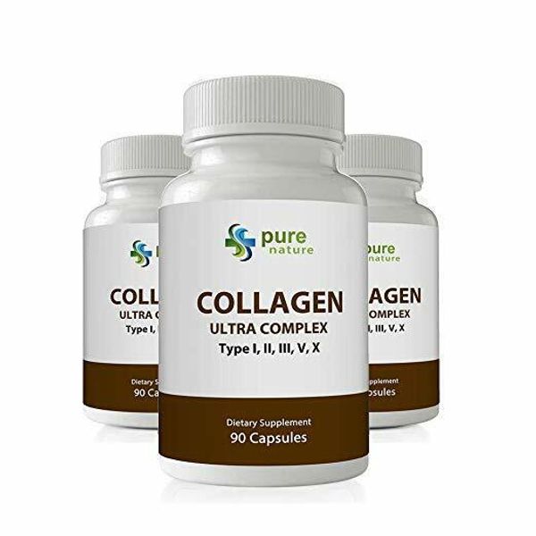 3 x PureNature Collagen Ultra Multi Collagen Capsules -Type I, II, III, V and X