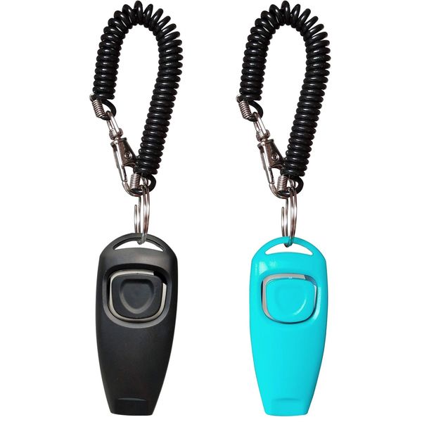 Pet Training Clicker Whistle with Wrist Strap - Dog Training Clickers (Black ...