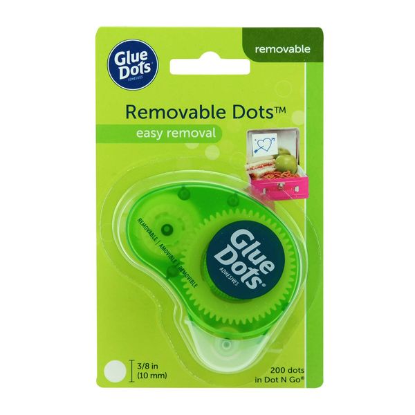 Glue Dots Dot N' Go Dispenser with 200 (.375'') Removable Dots, Clear (03669E)