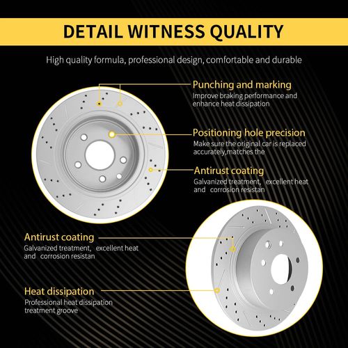 FRaxle Drilled & Slotted Rear Brake Rotors, Premium Disc Brake Rotors, Enhanced Performance Disc Brake Rotors fit for CHRYSLER 300 DODGE AVENGER CHALLENGER CHARGER MAGNUM