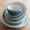 Dulton K19-0102 Camping Tableware, ENAMELED PLATE S BEIGE/GREEN