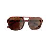 Jefs Retro Classic Sunglasses, Leopard Shell Frame, Double Bridge, Large Rectangular Lenses