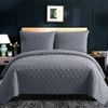3 Piece Inspiration Quilted Bedspread Embossed Pattern Comforter Bedding Set Bed Throw with Pillow Case (Grey, King)