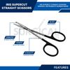 Supercut Iris Scissors Straight Surgical Instruments 4.5" Stainless German Grade