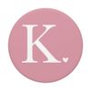 Light Pink White Monogram Letter K Initial Heart Design PopSockets Swappable PopGrip