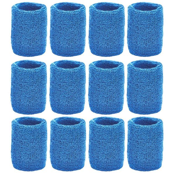  Unique Sports Team Wristbands  (Blue, 6 Pair)