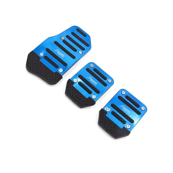 Motoforti Universal Pedal Pad Set, Plastic & Metal, Blue, 1 Set