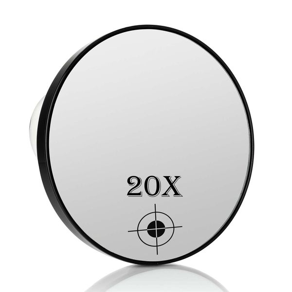 STEK 20X Magnifying Makeup Mirror, Round Makeup Mirror with Suction Cup Makeup Mirror Round Magnifying Makeup Vanity Mirror for Makeup Application Magnified Hand Mirror for Tweezing Bedroom Bathroom