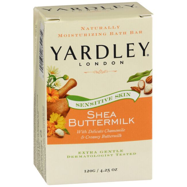 YARDLEY SHEA BUTTERMILK BAR SOAP 4.25OZ  x 6