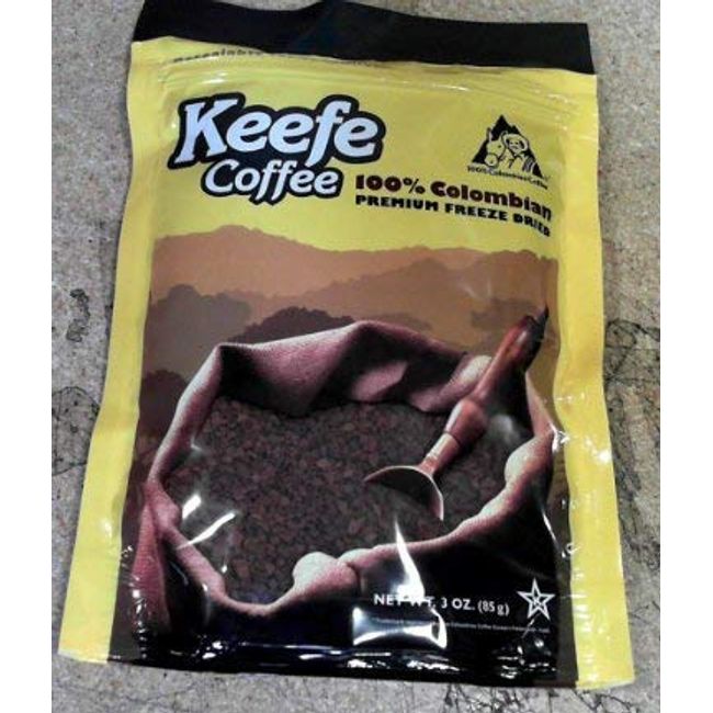 Keefe Coffee 100% Colombian Premium Freeze Dried Coffee 3oz SEALED BAG