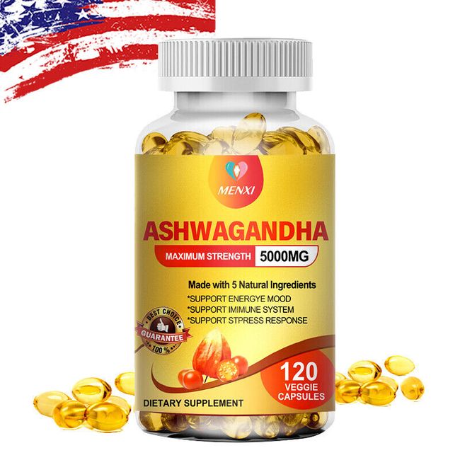 Ashwagandha with Black Pepper Root Powder, Anti-Anxiety Relief Supplement Caps