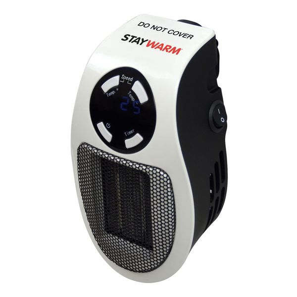 STAYWARM 500w Plugin Local (2m2) Power Heater / 2 Fan Speeds / 15 - 30C Temperature Control / 1-12 Hour Timer / Auto Shut Off - F2210WH