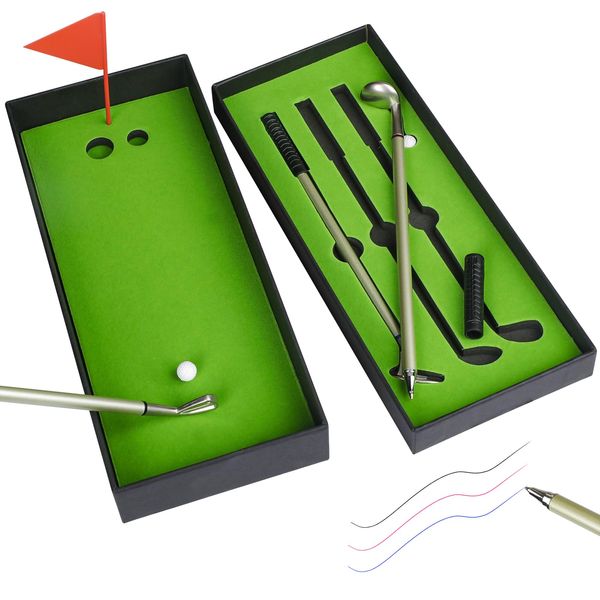 GreenHaven Mini Golf Pen Set, Mini Desktop Golf Gift Golf Ball Club Pen Unique Christmas Stocking Stuffers Funny Birthday Gift for Men Women Adults Golfers Dad Boss Coworker Boyfriend