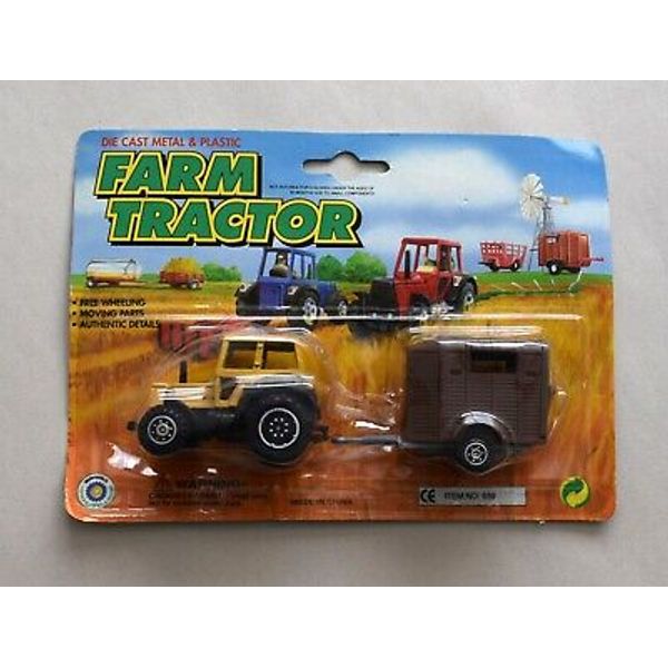 Blue Farm Tractor & Horse Trailer Toy Set Singafund New Holland Ford farm animal