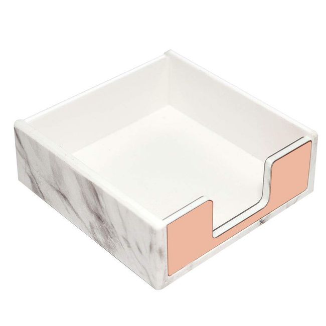 Marble White Rose Gold Sticky Note Holder Memo Pad Cards Dispenser Modern Workplace Acrylic Notepads Paper Cube Tray Office Desk Organizer Decor