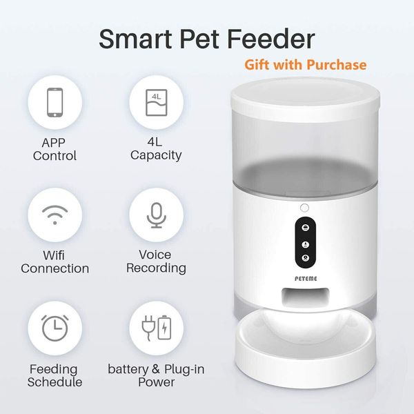 Automatic Pet Feeder, Smart Pet Feeder with APP Control, Voice, Food QTY Control